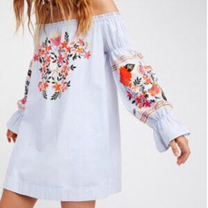 Free People Enchanted Garden Mini Dress - Light Blue - Size S